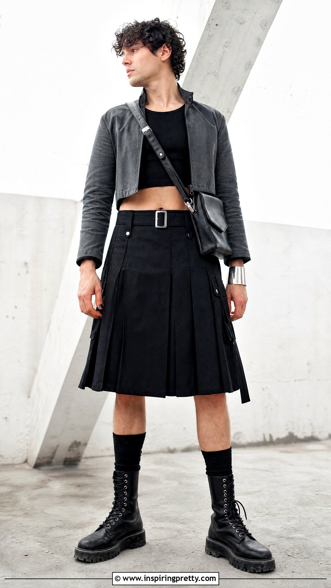 Mens Crop Top With a Kilt - 50 men crop top outfit ideas