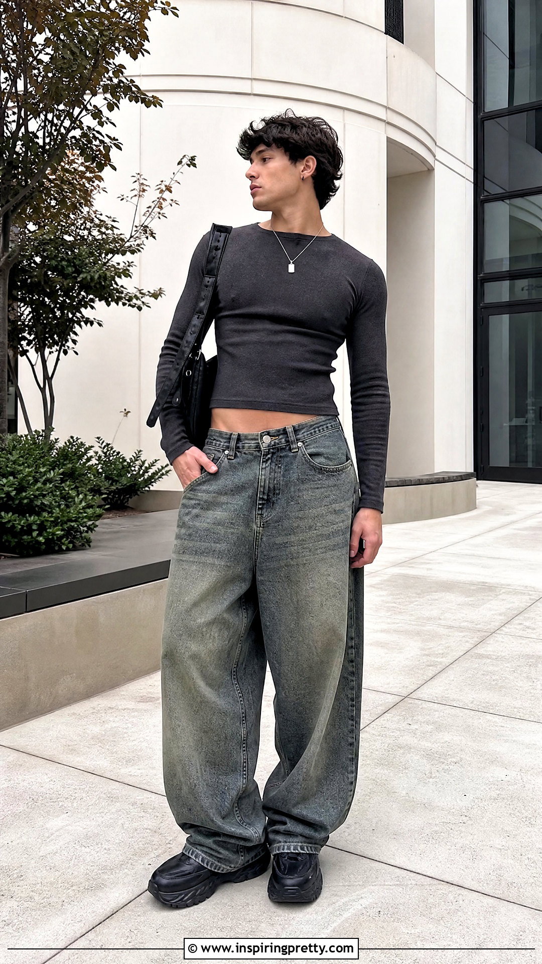 Mens Crop Top With a Long Sleeve Shirt - 50 men crop top outfit ideas