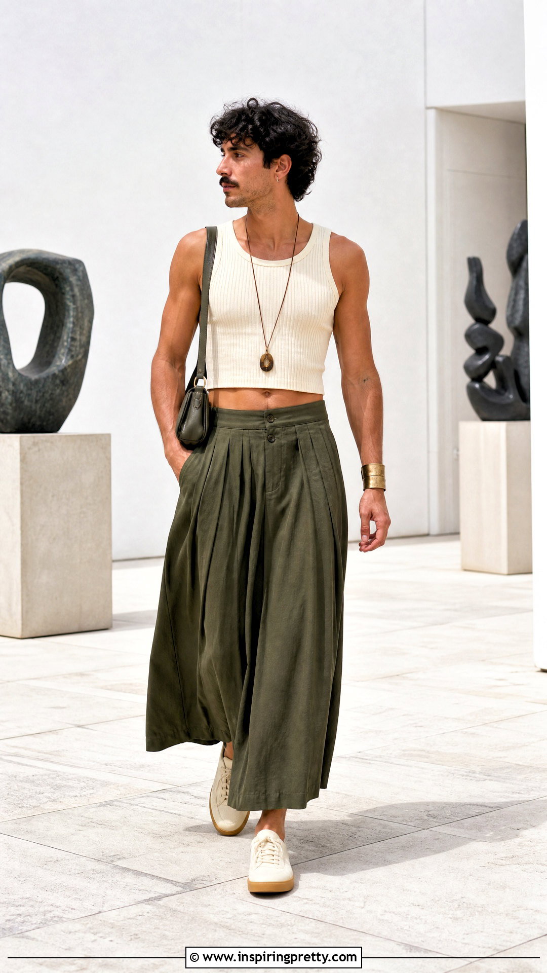 Mens Crop Top With a Maxi Skirt - 50 men crop top outfit ideas