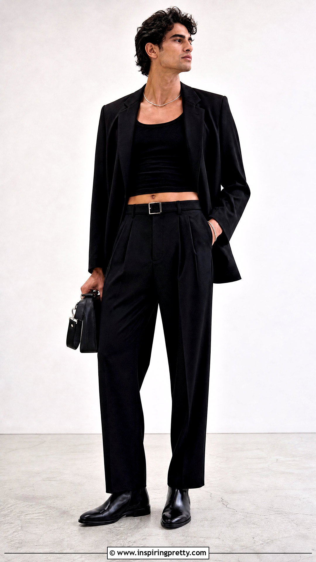 Mens Crop Top With a Monochrome Outfit - 50 men crop top outfit ideas