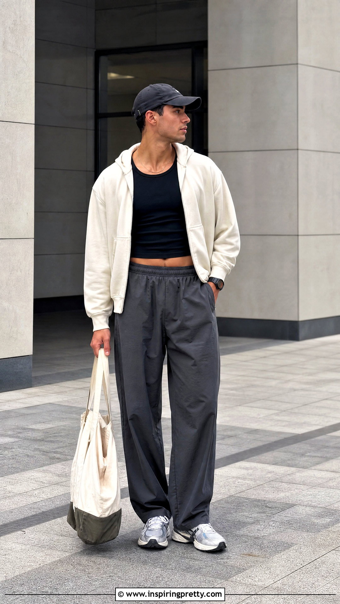 Mens Crop Top With a Zip Hoodie - 50 men crop top outfit ideas