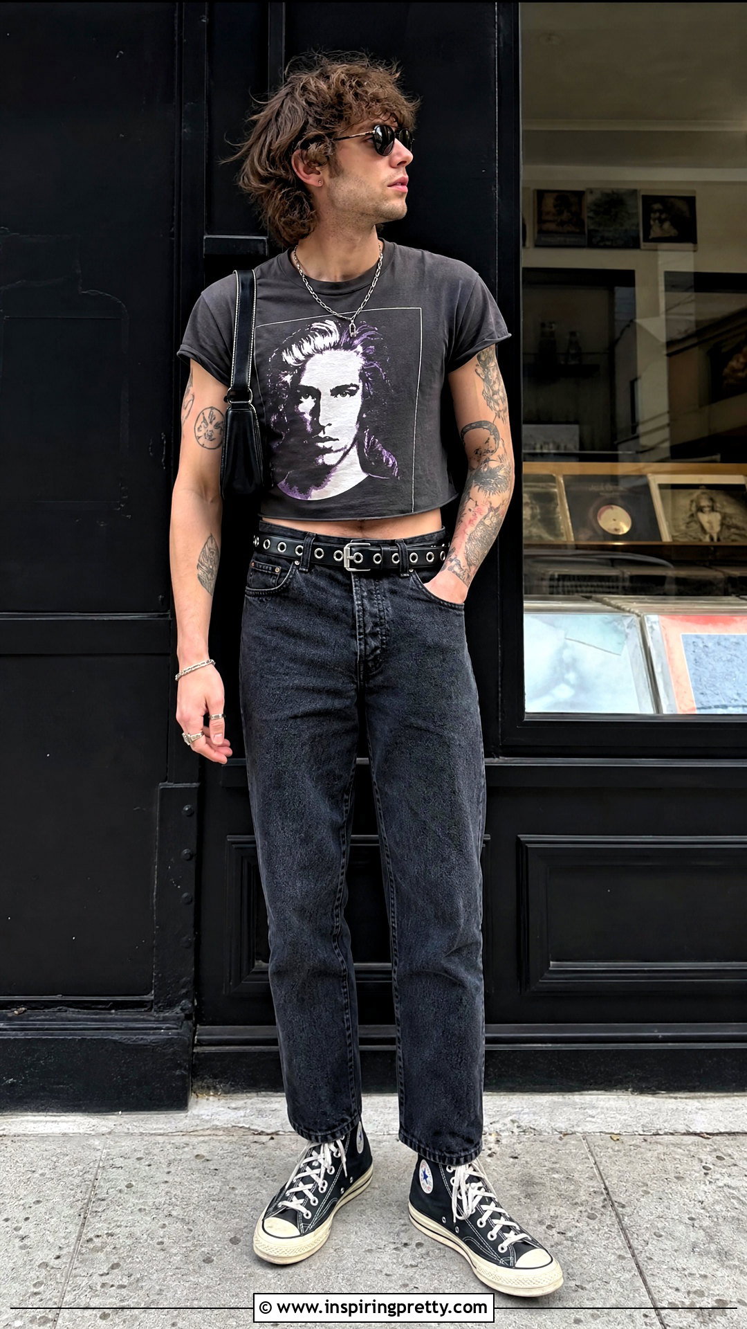 Mens Graphic Crop Tee With Black Jeans - 20 men's crop top outfit ideas