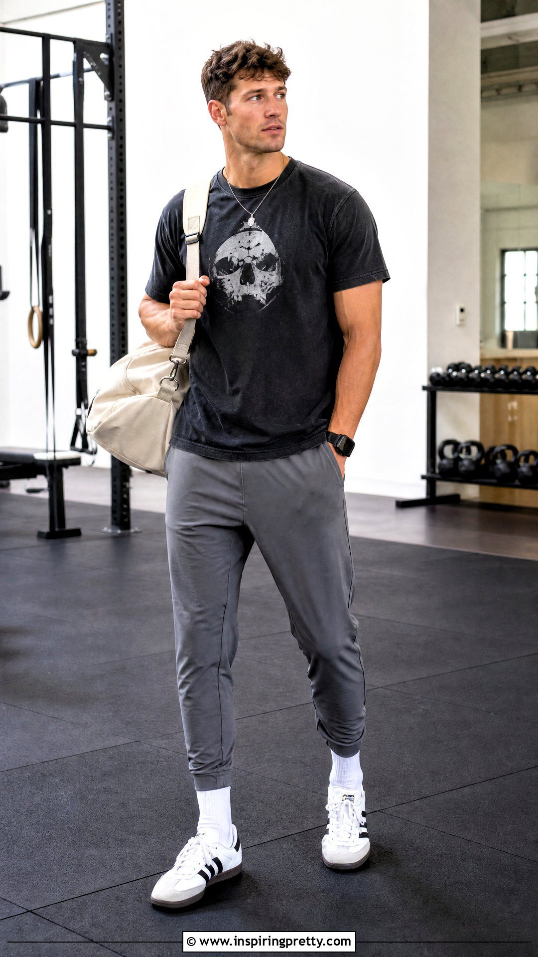 Mens Graphic Workout T Shirt And Sweatpants Outfit - 20 Mens Workout Tops outfit ideas