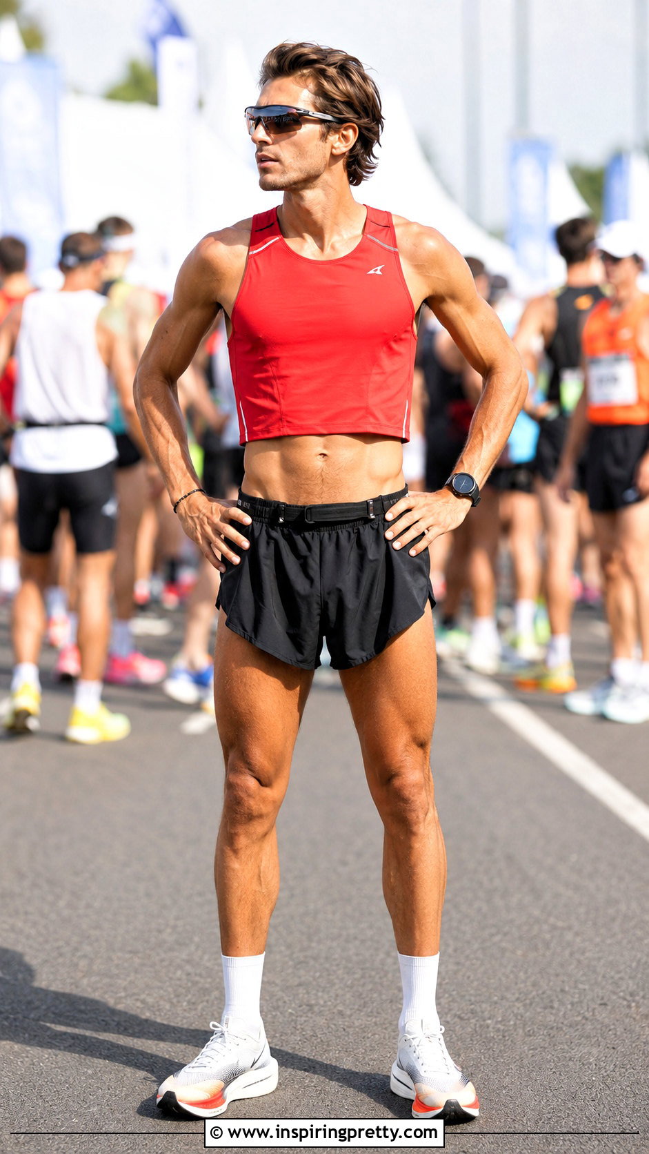 Mens Running Crop Top With Racing Shorts - 20 Mens Running Crop Tops