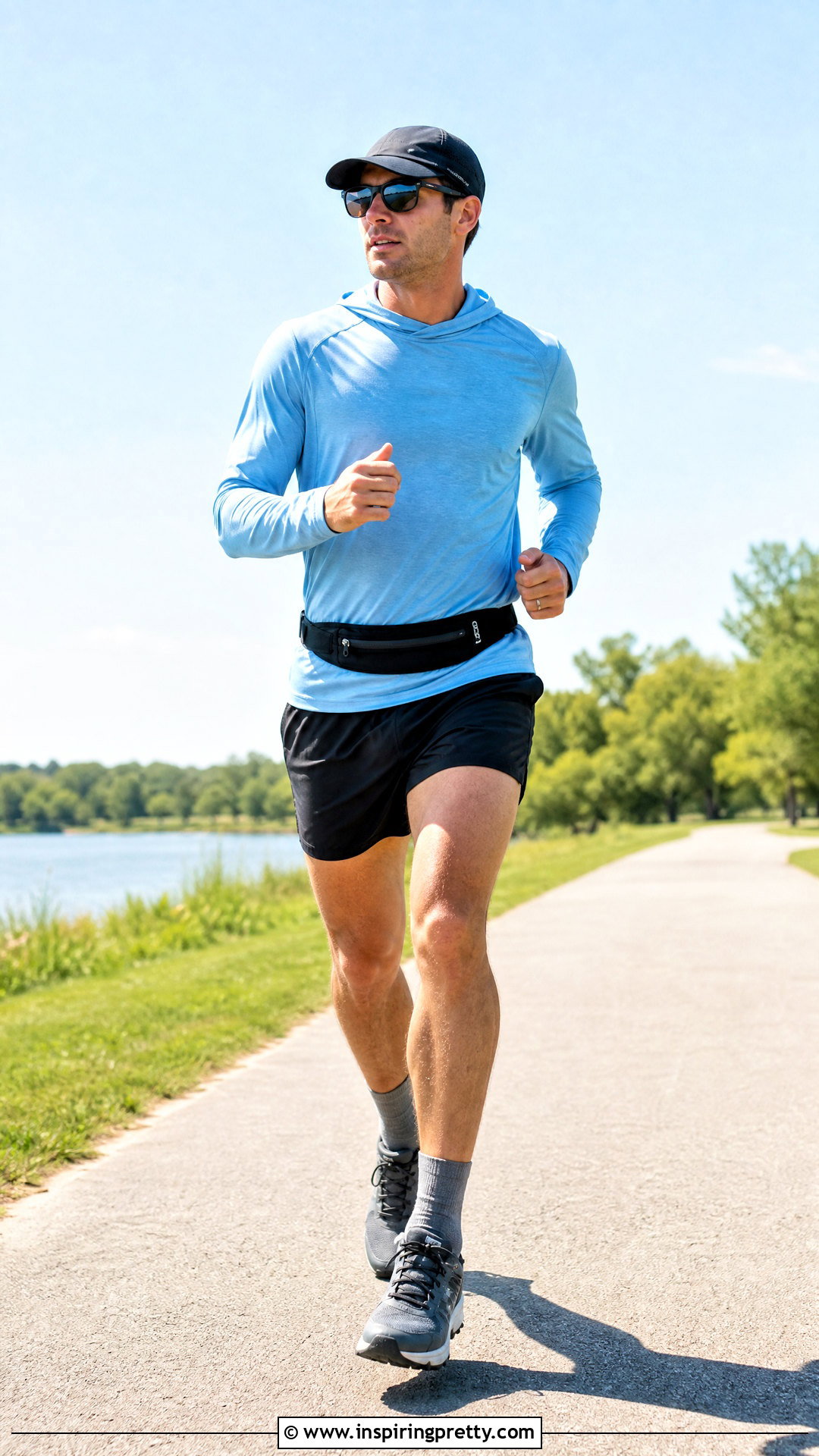 Mens Sun Protection Hoodie And Running Shorts Outfit - 20 Mens Workout Tops outfit ideas