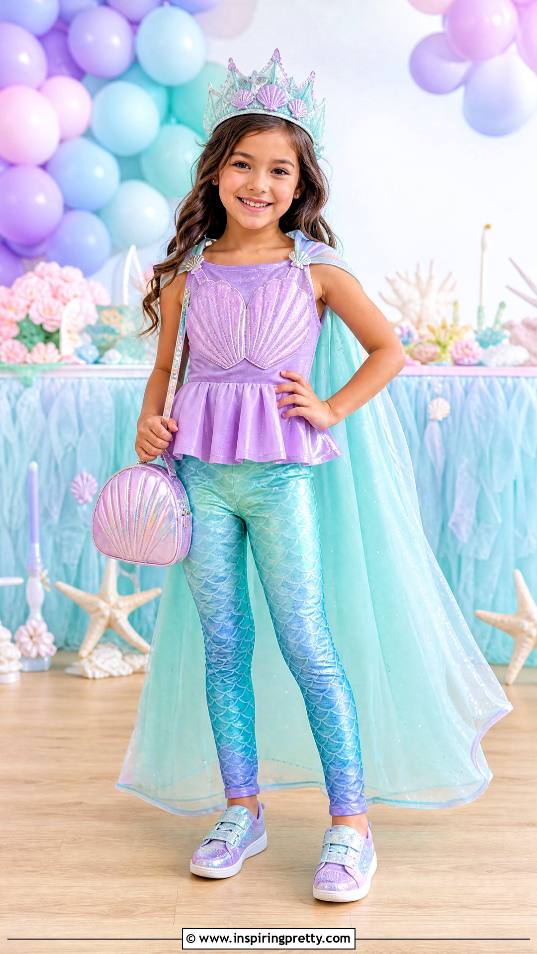 Mermaid Costume Top With Tail Print Leggings - 25 mermaid top kids