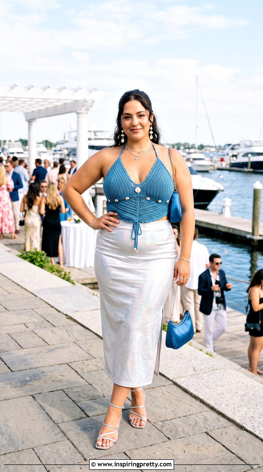 Mermaid Crochet Top With Shimmering Midi Skirt - 20 mermaid top crochet outfit ideas