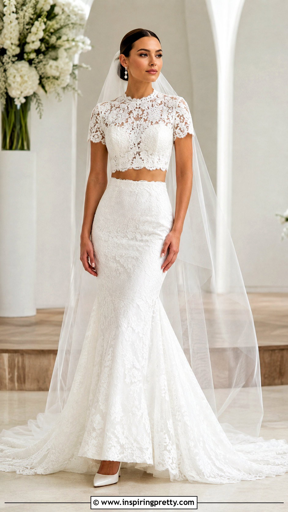 Mermaid Crop Top Bridal Dress - 25 crop top bridal dress outfit ideas