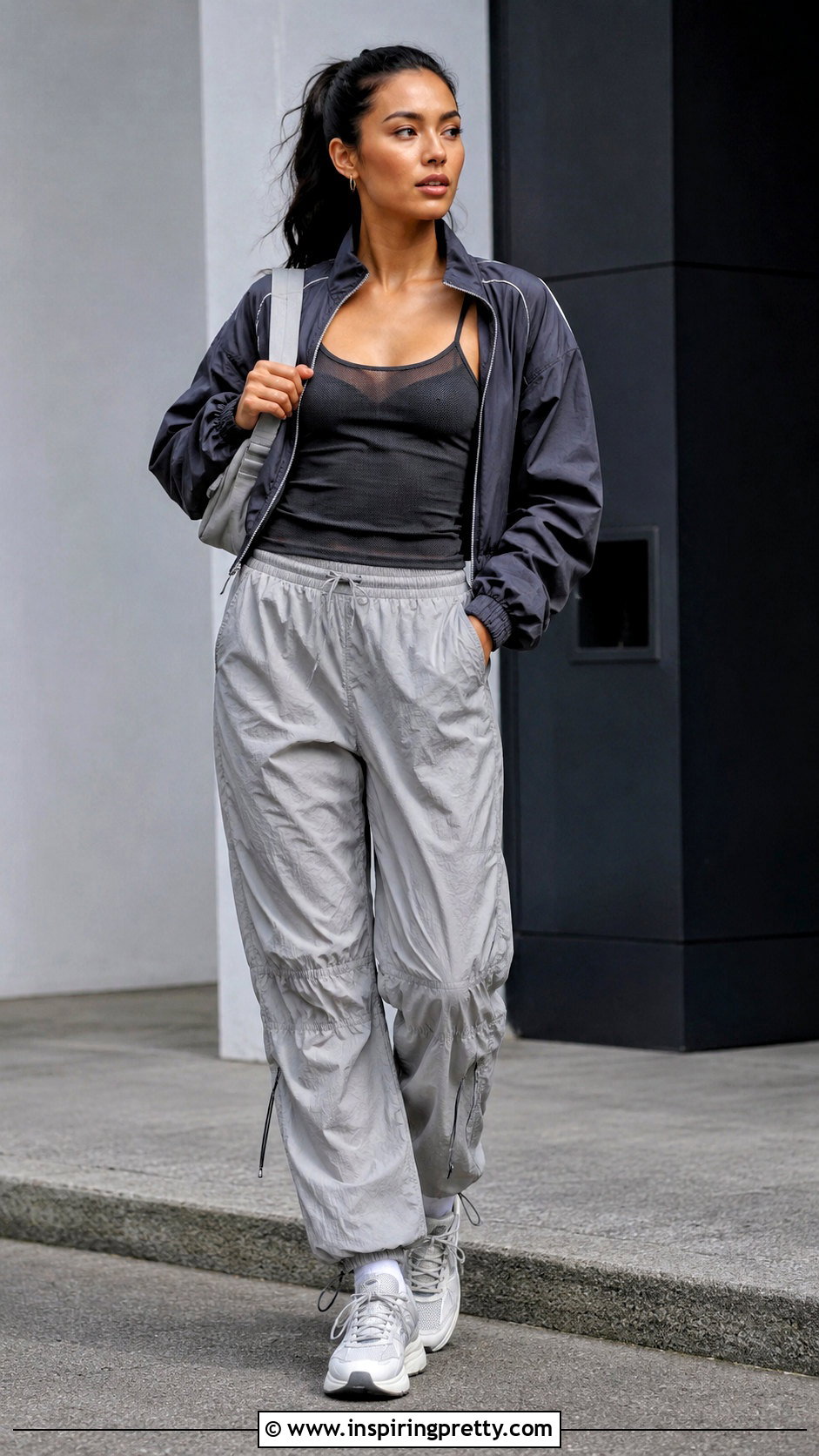 Mesh Camisole Top With Parachute Pants - 25 Mesh Camisole Top outfit ideas