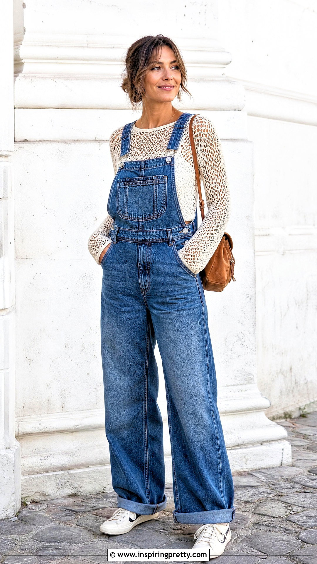 Mesh Crochet Top With Denim Overalls - 50 mesh crochet top outfit ideas