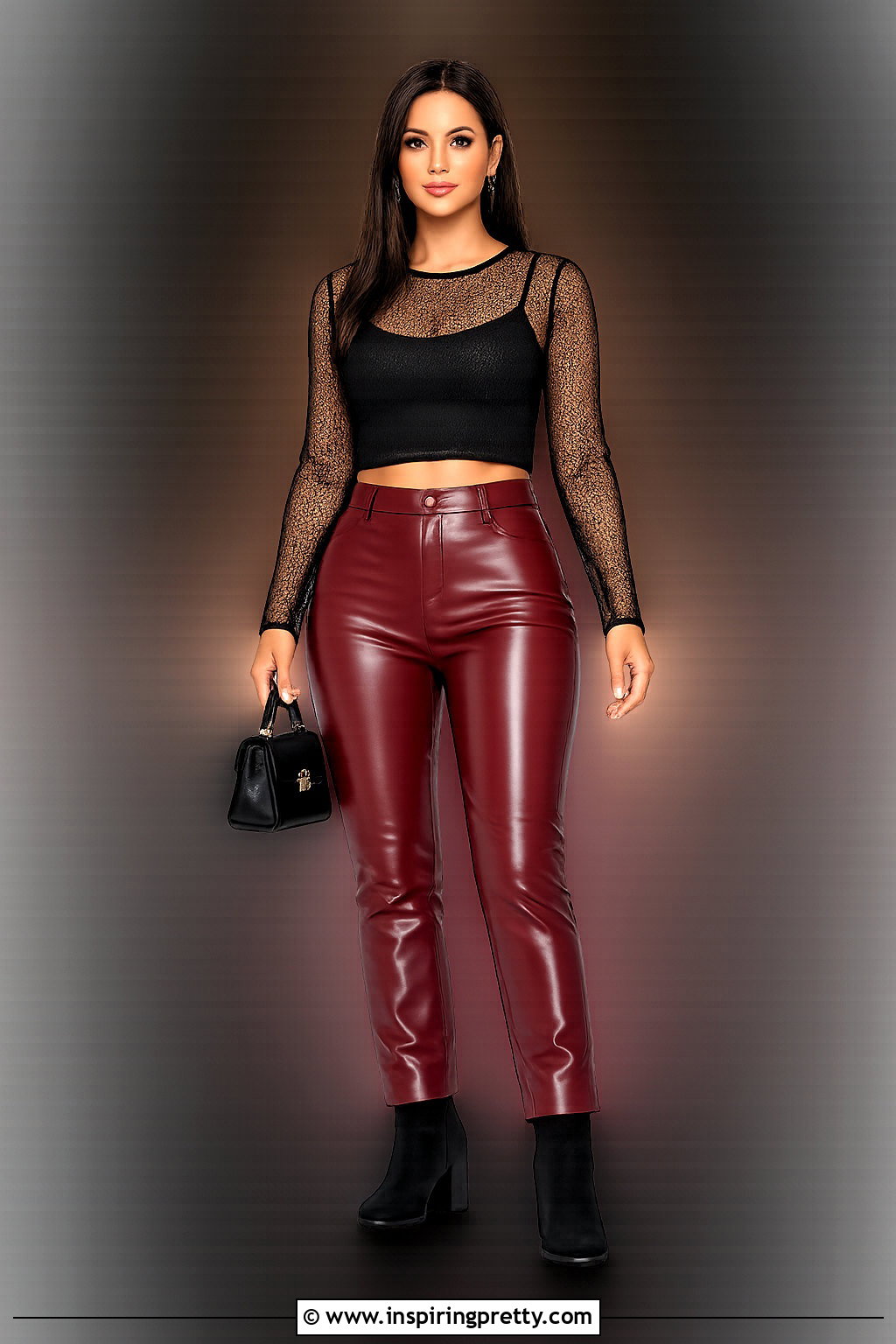 Mesh Crop Top PNG With Leather Pants - 20 Crop Top Transparent Png Ideas