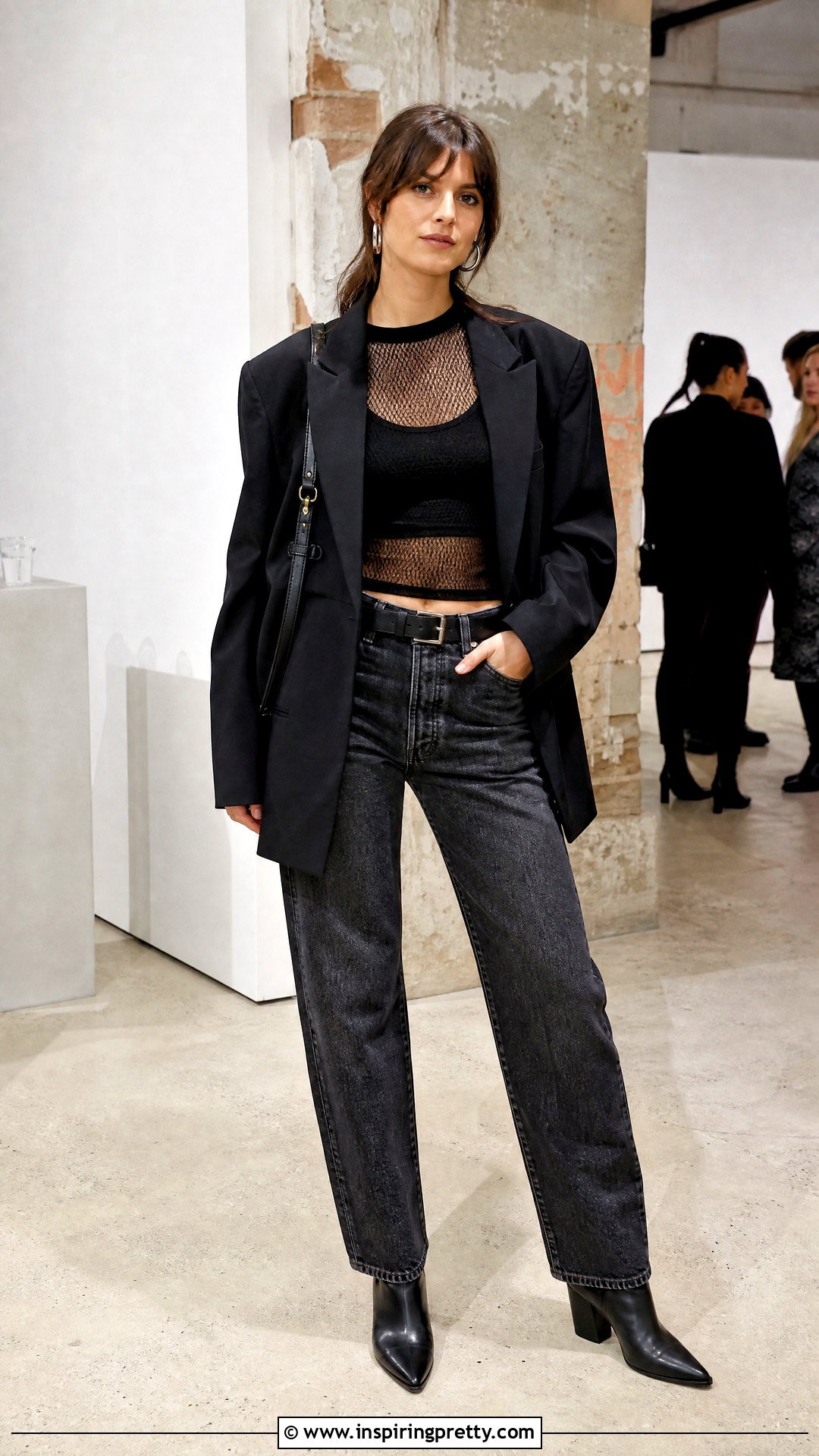 Mesh Layered Crop Top With Jeans - 50 crop top outfits with jeans