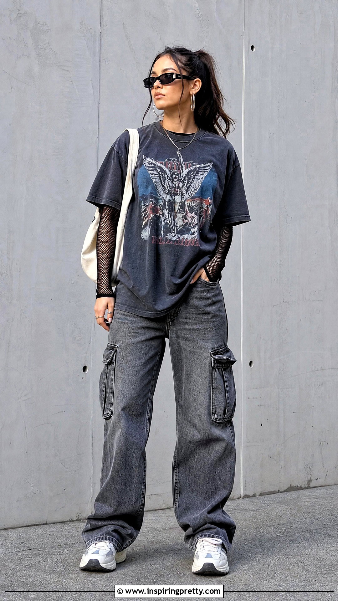 Mesh Long Sleeve Layering Top Under A Graphic T Shirt - 20 Mesh Long Sleeve Layering Top outfit ideas