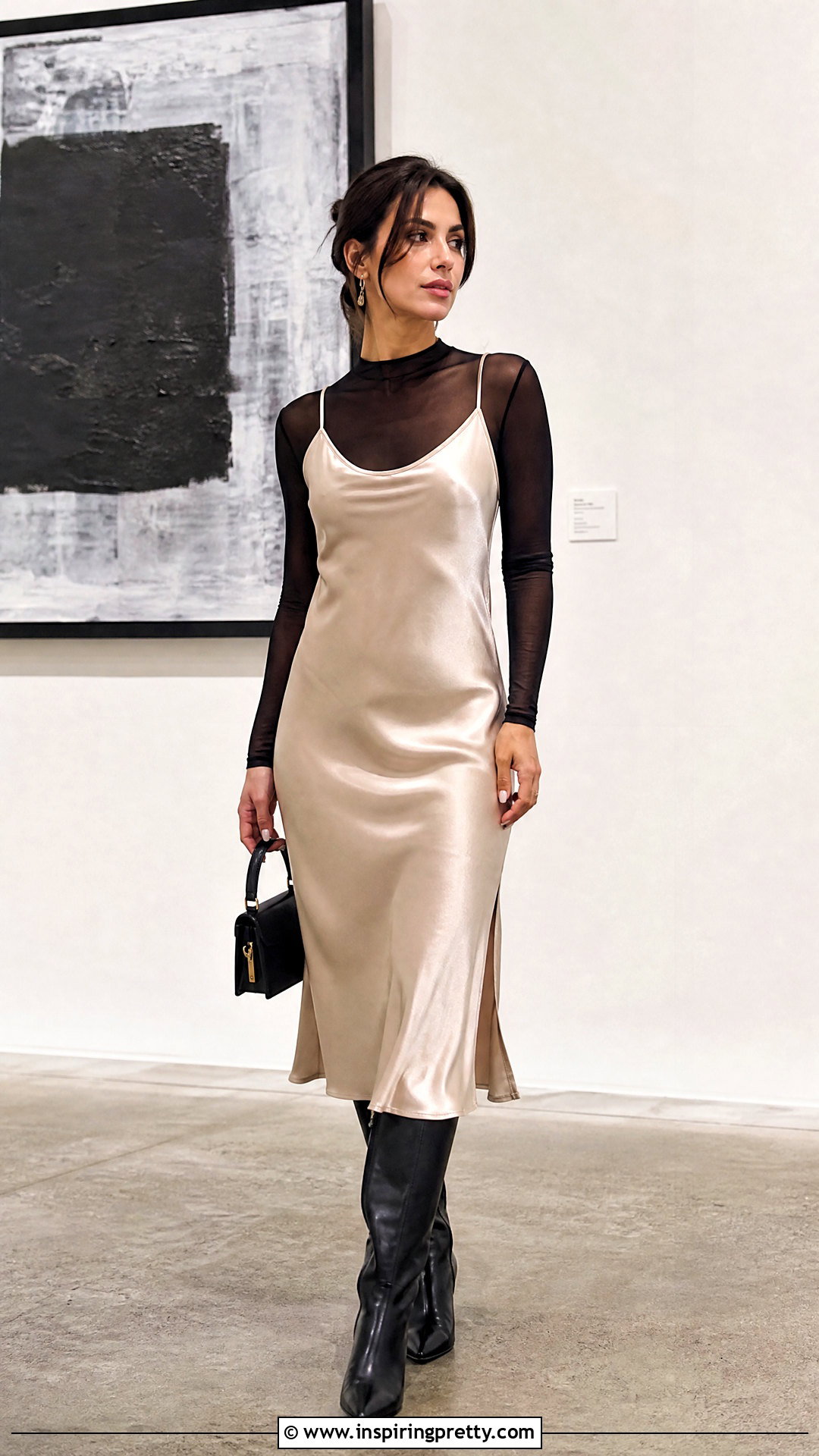 Mesh Long Sleeve Layering Top Under A Slip Dress - 20 Mesh Long Sleeve Layering Top outfit ideas