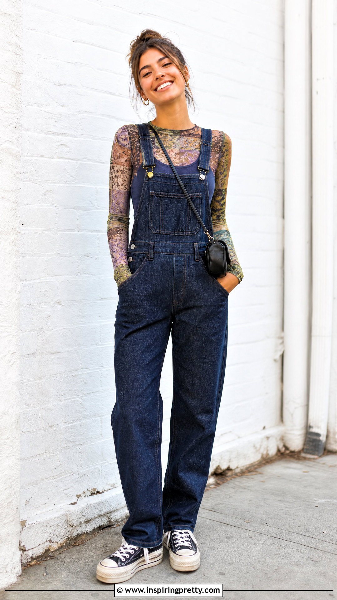 Mesh Long Sleeve Layering Top With Overalls - 20 Mesh Long Sleeve Layering Top outfit ideas