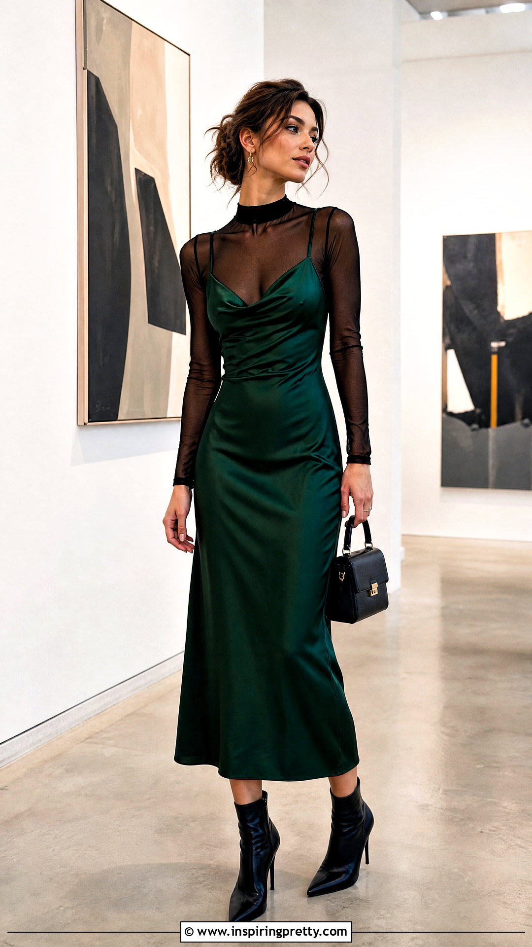Mesh Long Sleeve Top Under A Slip Dress - 50 mesh long sleeve top outfit ideas
