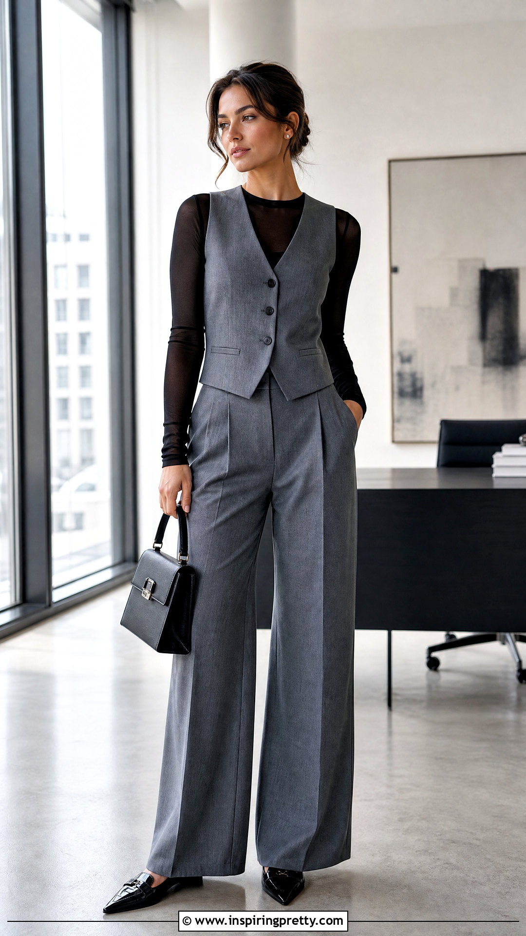 Mesh Long Sleeve Top Under A Tailored Vest - how to style mesh long sleeve top (25 ways)
