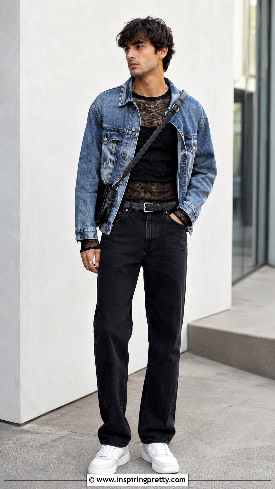 Mesh Long Sleeve Top With A Denim Jacket - 20 Mesh Long Sleeve Top Mens