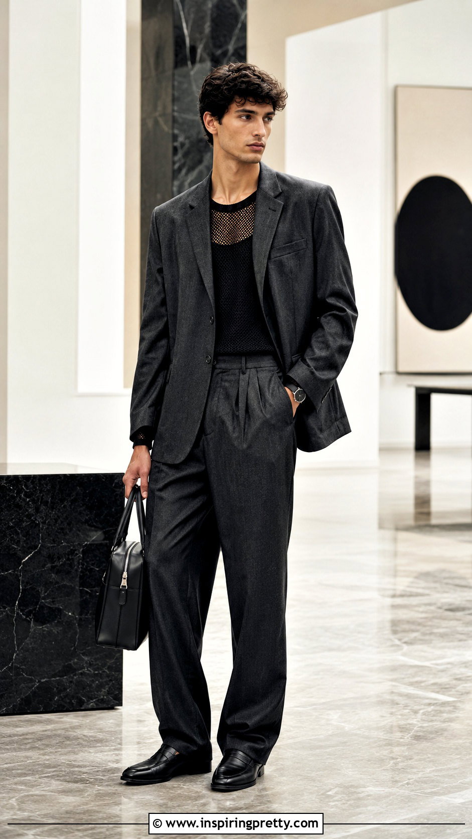 Mesh Long Sleeve Top With A Relaxed Suit - 20 Mesh Long Sleeve Top Mens