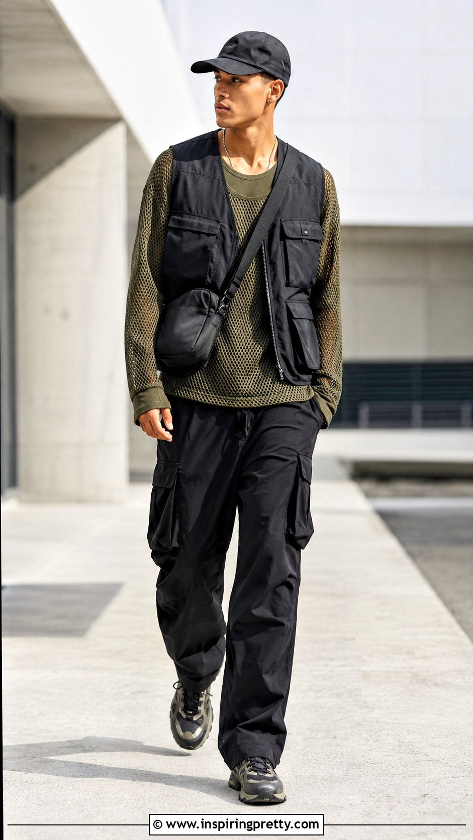 Mesh Long Sleeve Top With A Utility Vest - 20 Mesh Long Sleeve Top Mens