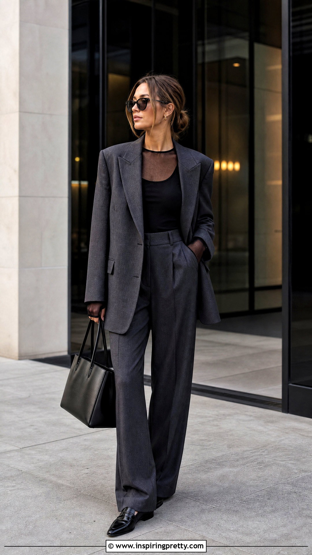 Mesh Long Sleeve Top With An Oversized Blazer - how to style mesh long sleeve top (25 ways)