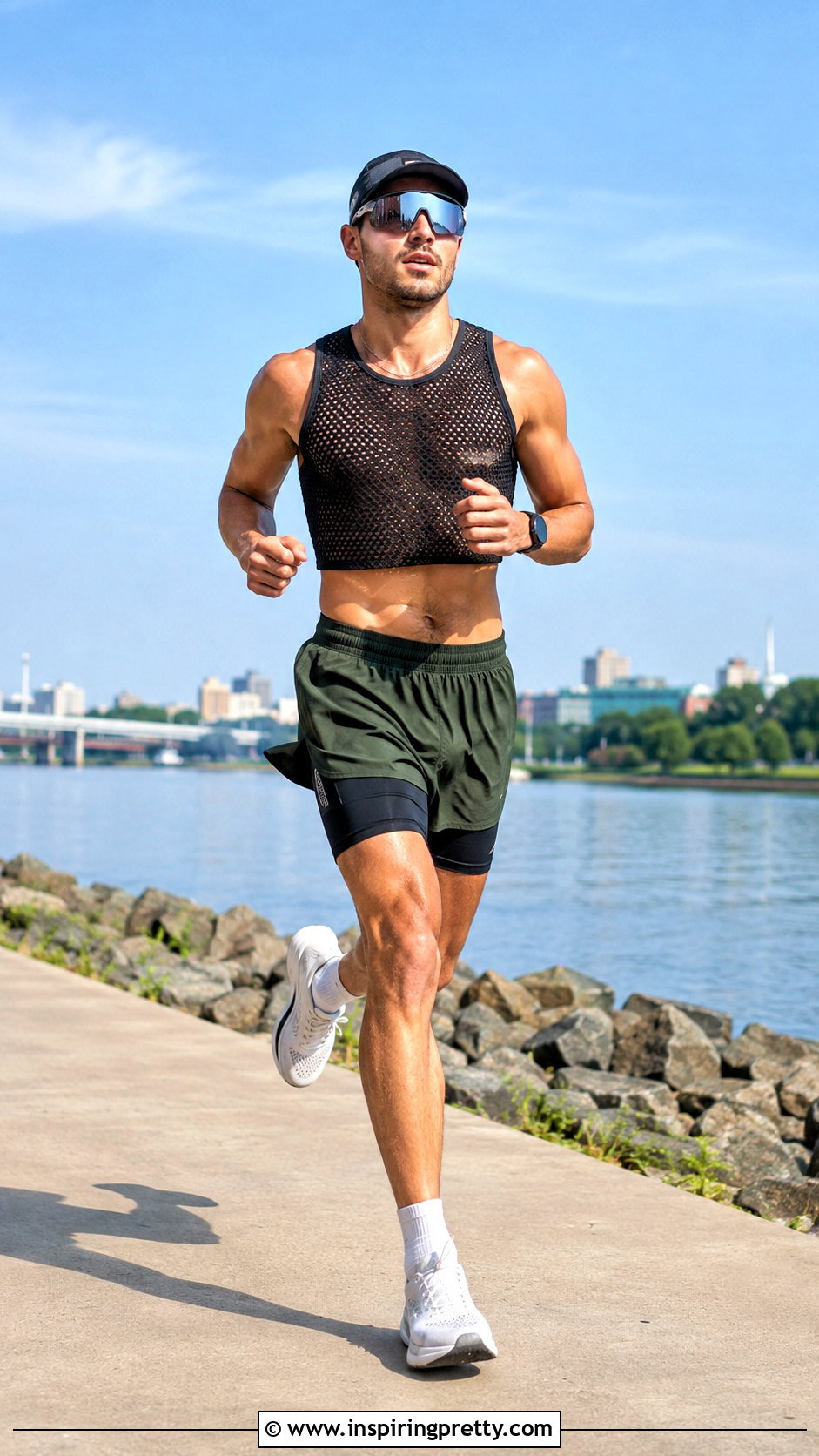 Mesh Mens Running Crop Top With Two In One Shorts - 20 Mens Running Crop Tops