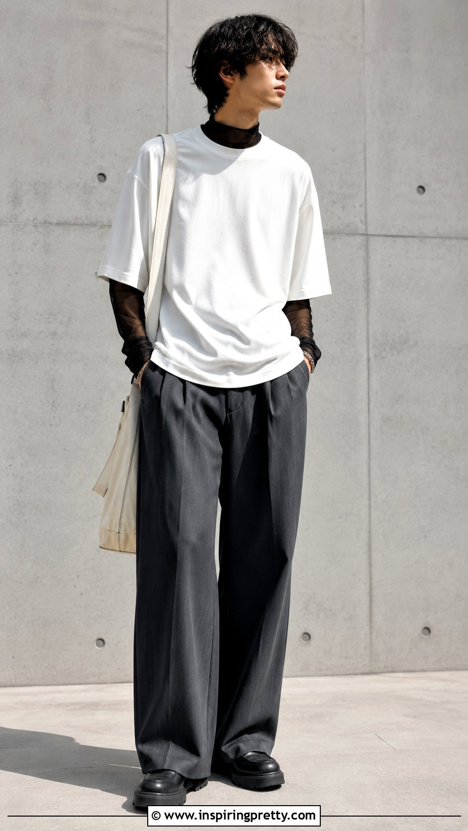 Mesh Mock Neck Top Under An Oversized T Shirt - 20 Mesh Long Sleeve Top Mens