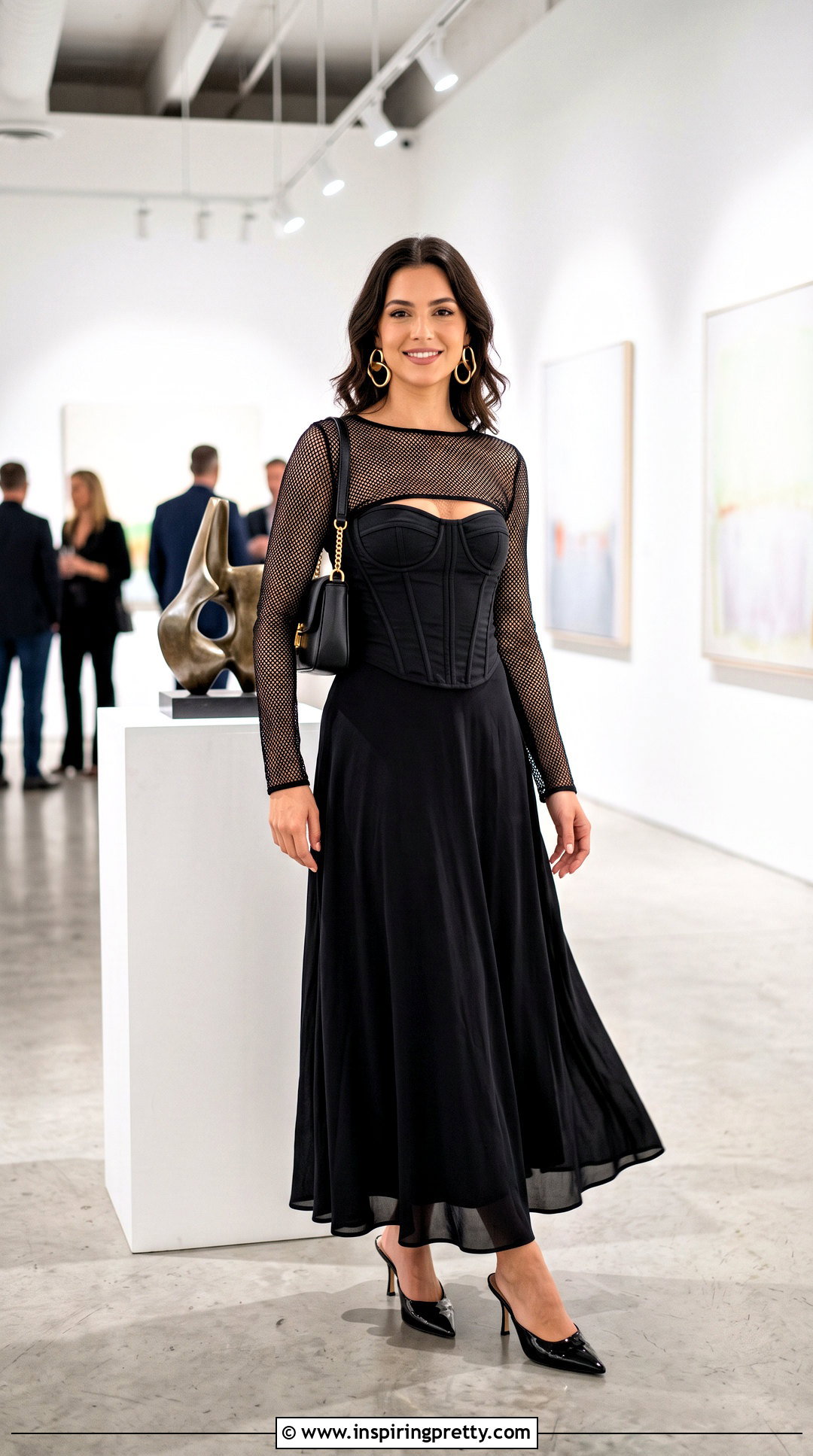 Mesh Sheer Bolero Top With Corset And Maxi Skirt - 25 Sheer Bolero Top outfit ideas