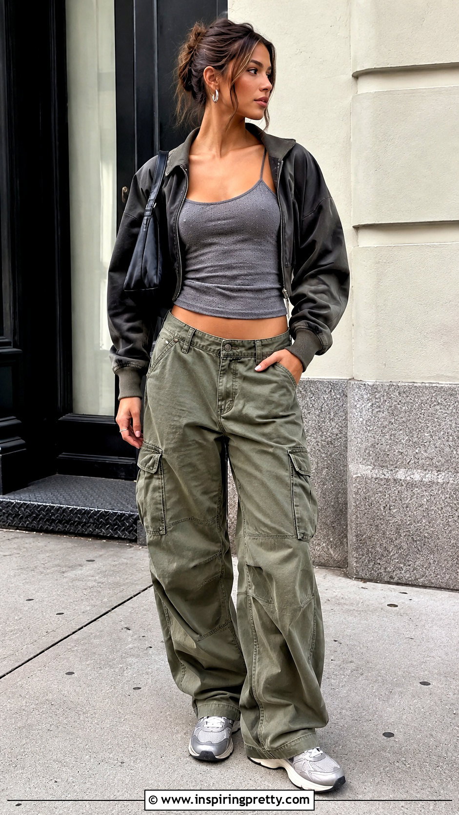 Mesh Spaghetti Strap Top With Cargo Pants - 25 Mesh Spaghetti Strap Top outfit ideas