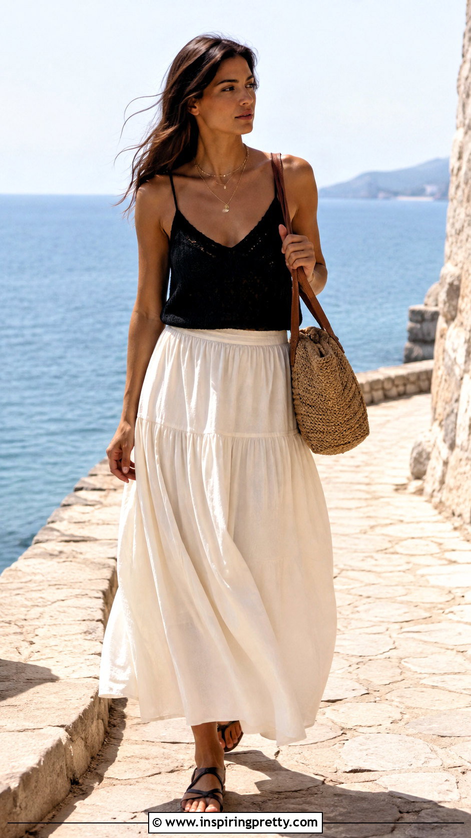Mesh Spaghetti Strap Top With Maxi Skirt - 25 Mesh Spaghetti Strap Top outfit ideas