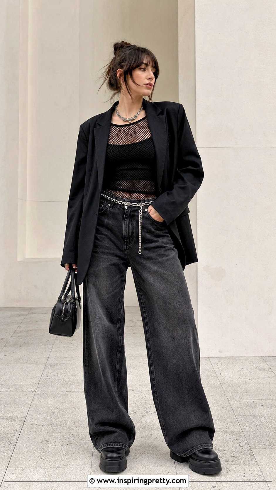 Mesh Tank Top With Black Jeans - 25 Edgy Tank Top Outfit ideas