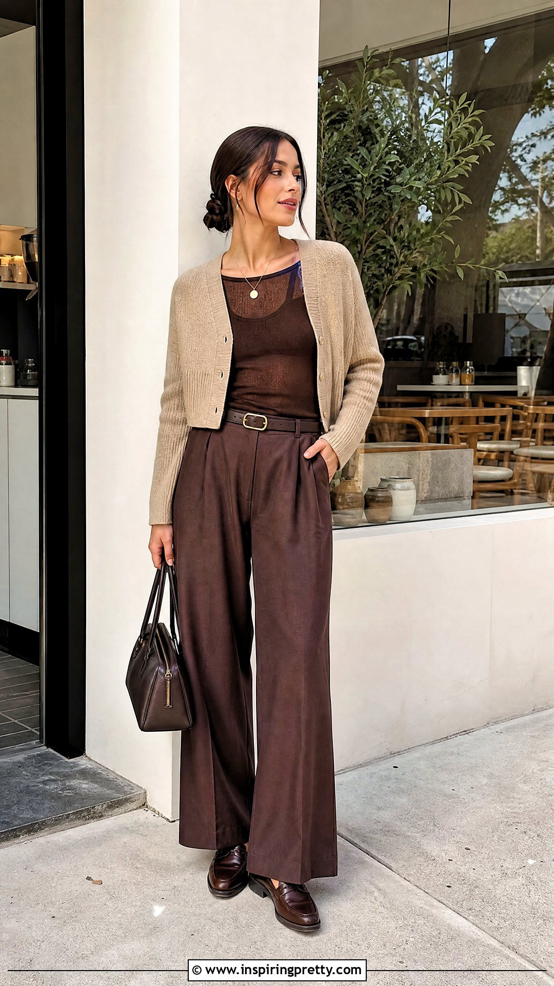 Mesh Tank Top With a Cardigan and Trousers - How To Style Mesh Tank Top (25 Ways)