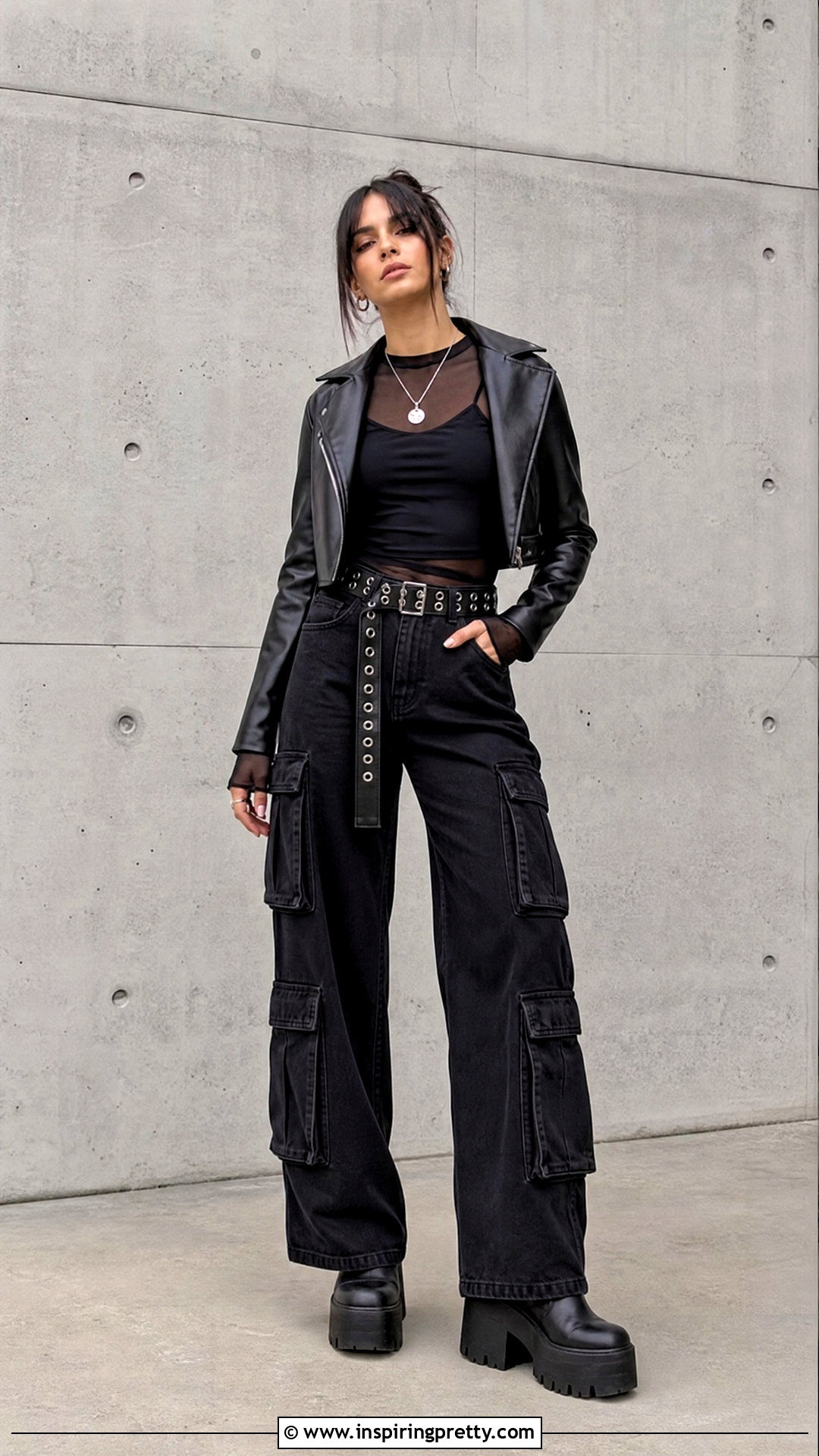 Mesh Top And Black Cami Emo Outfit - 50 emo top outfit ideas