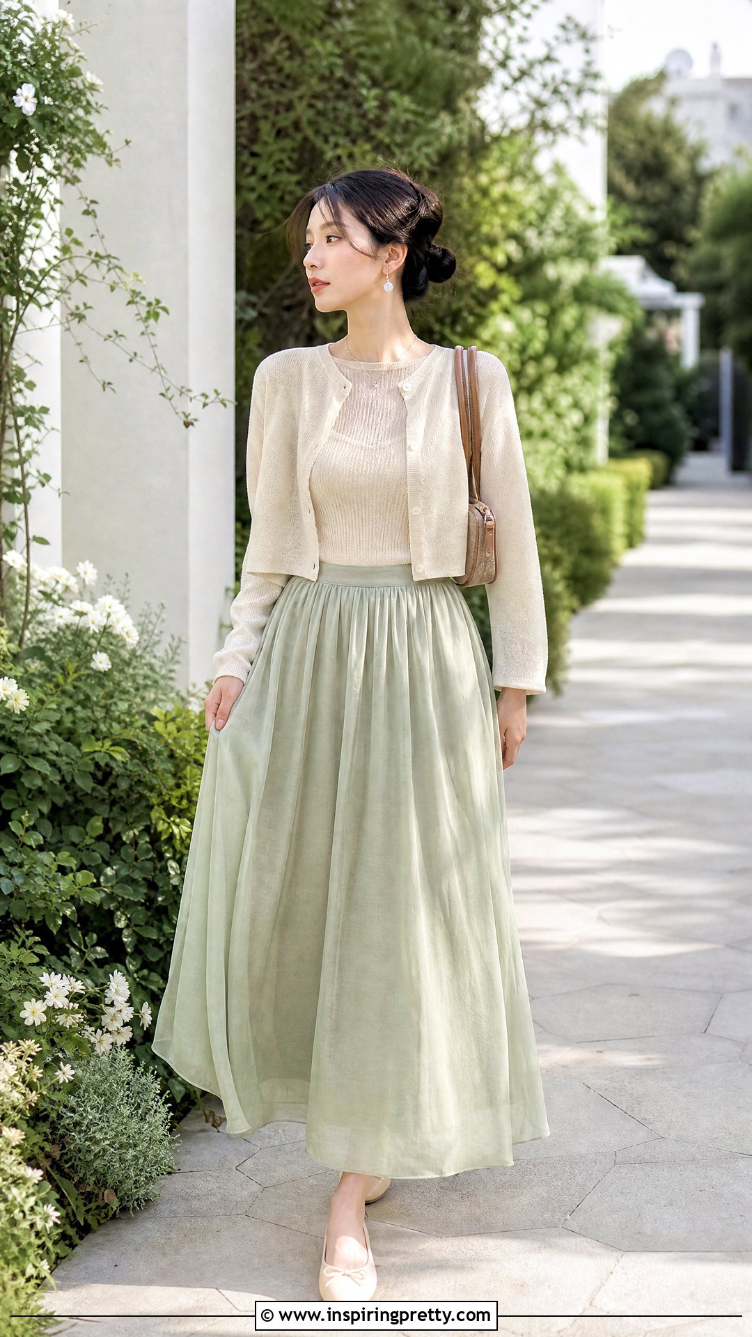 Mesh Top With A Cardigan And Maxi Skirt - 50 mesh top outfit aesthetic ideas