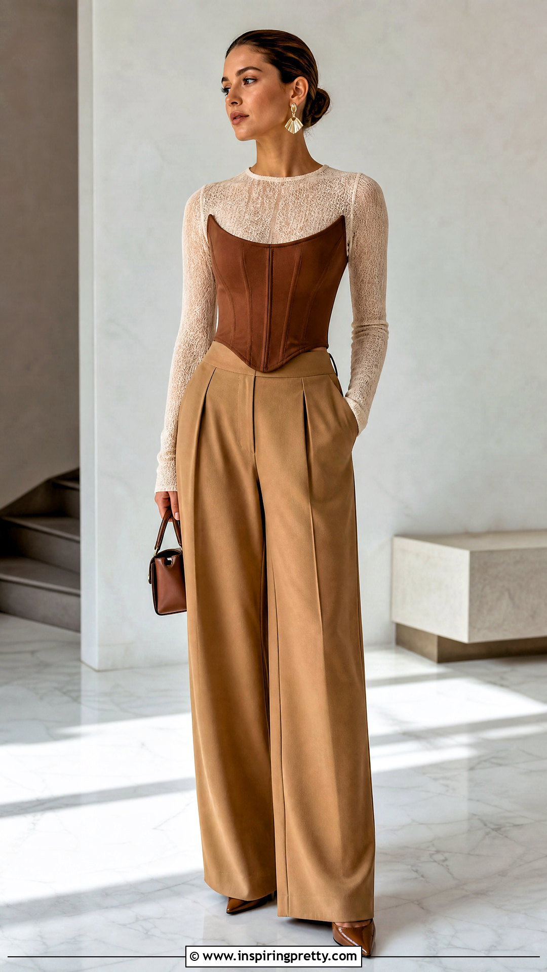 Mesh Top With A Corset Layer And Trousers - 50 mesh top outfit aesthetic ideas