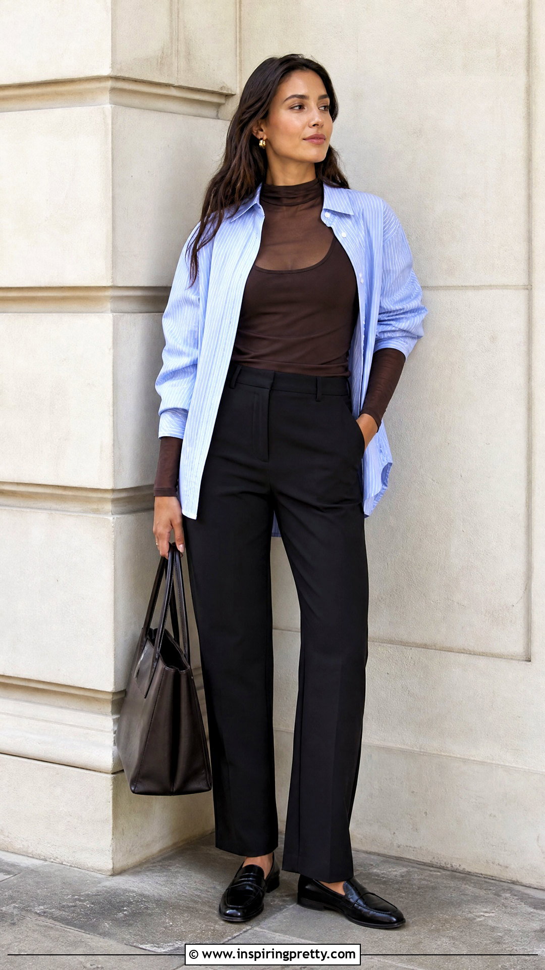 Mesh Top With An Oversized Button Down Shirt - 50 mesh top outfit aesthetic ideas