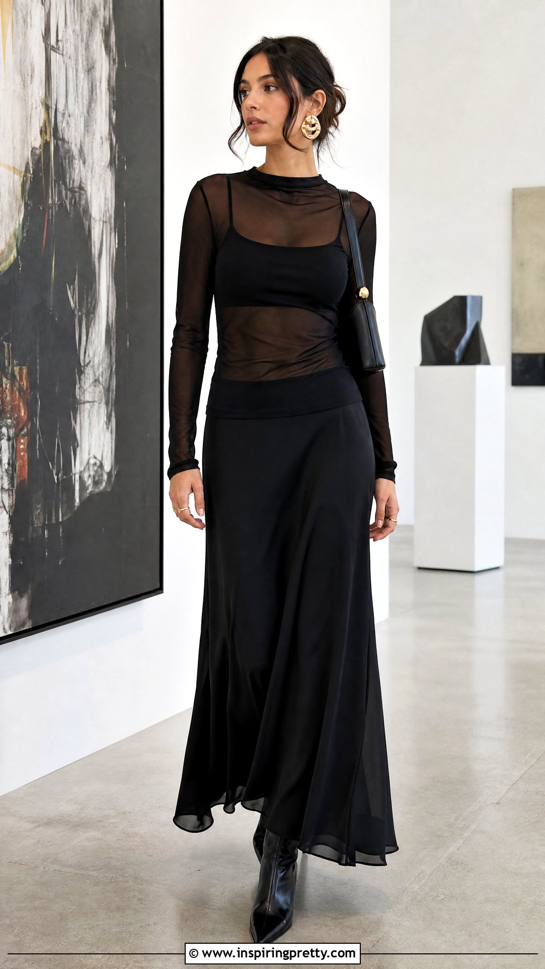 Mesh Top With Camisole And Maxi Skirt - 50 trendy tops for women classy ideas