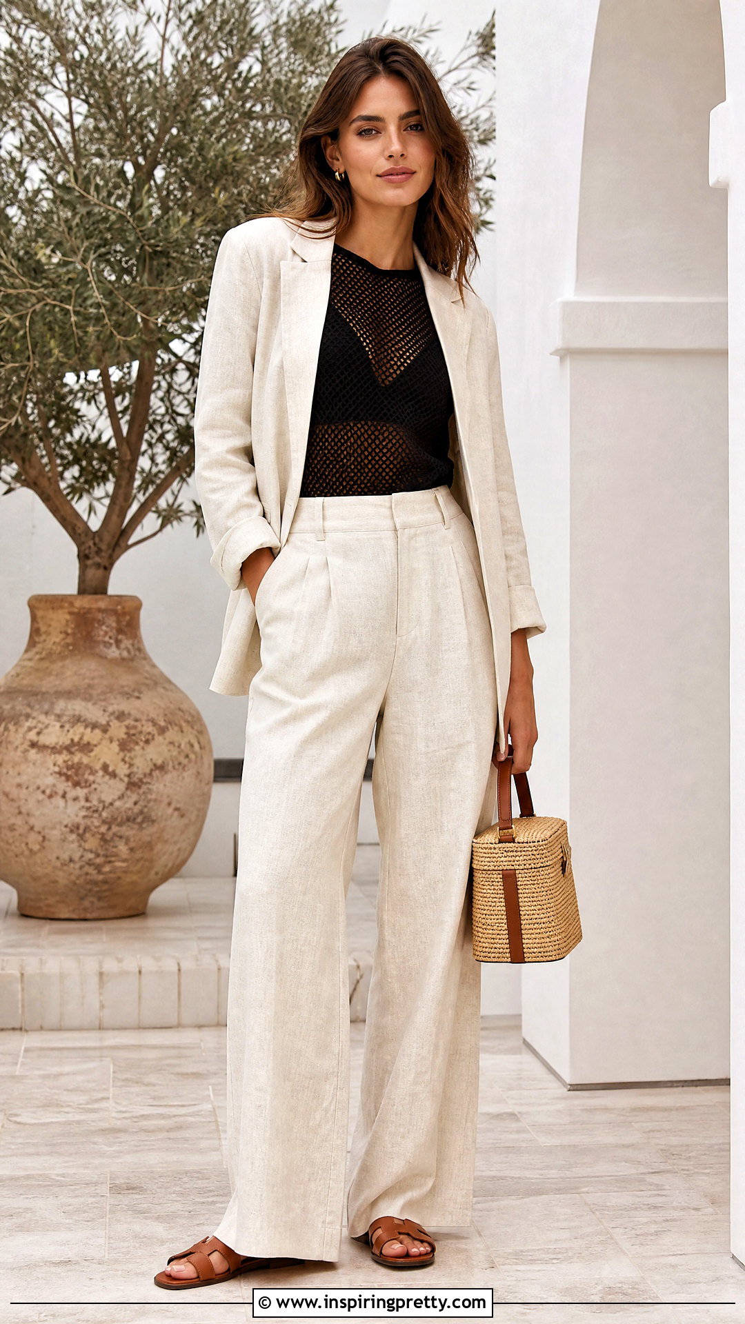 Mesh Top With Linen Suit - 50 mesh top outfit classy ideas