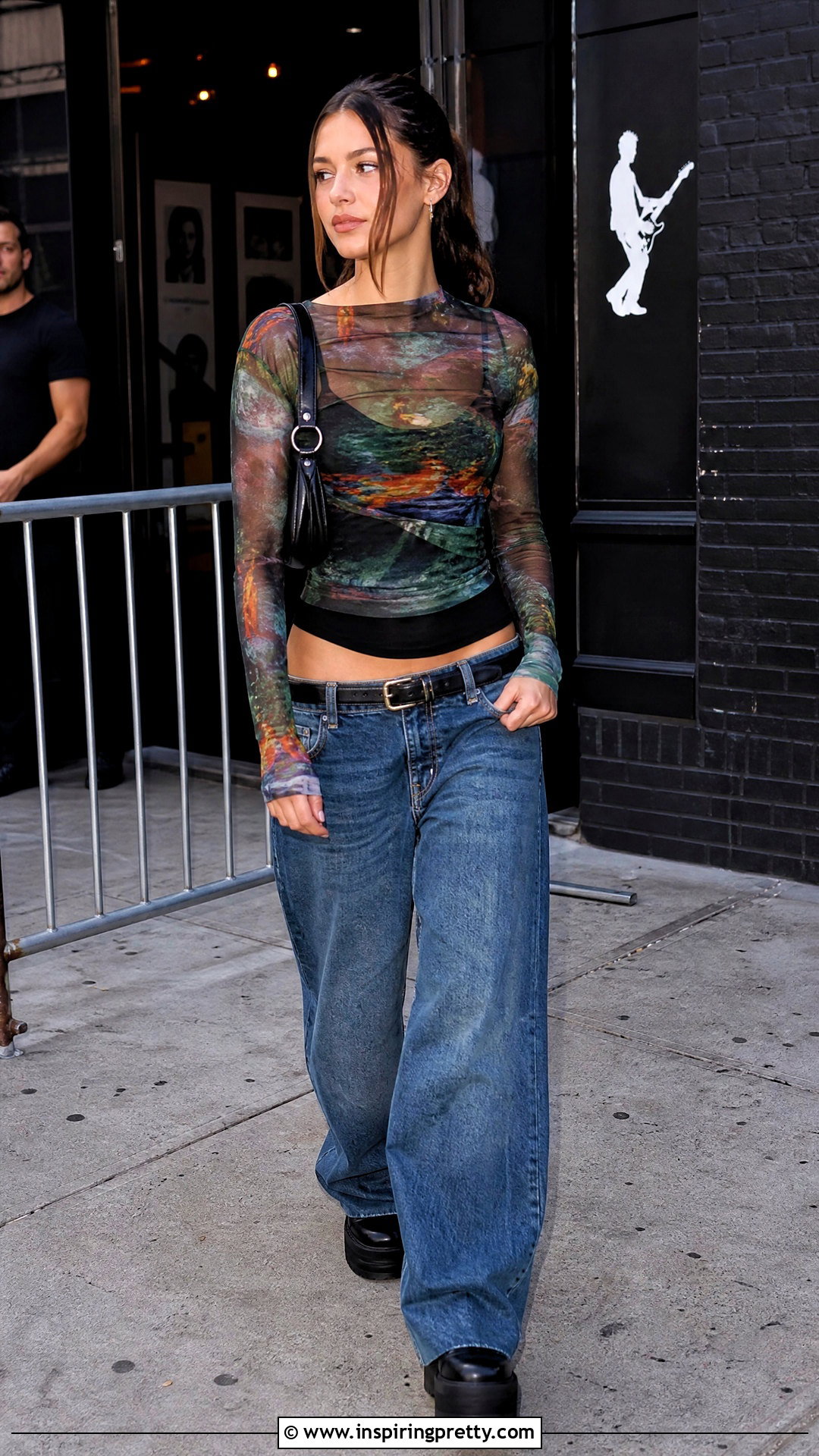 Mesh Top With Low Rise Jeans - 50 mesh top outfit ideas