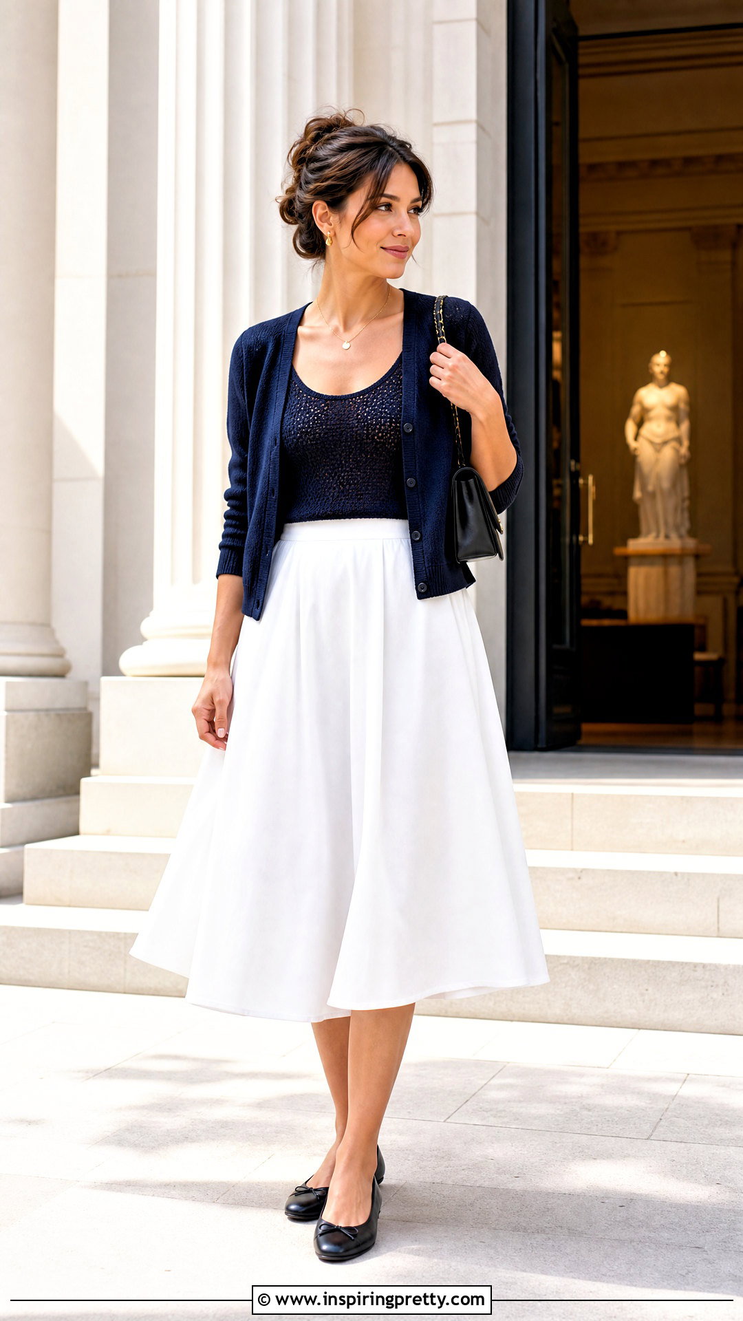 Mesh Top With Midi Skirt And Ballet Flats - 50 mesh tops outfit ideas
