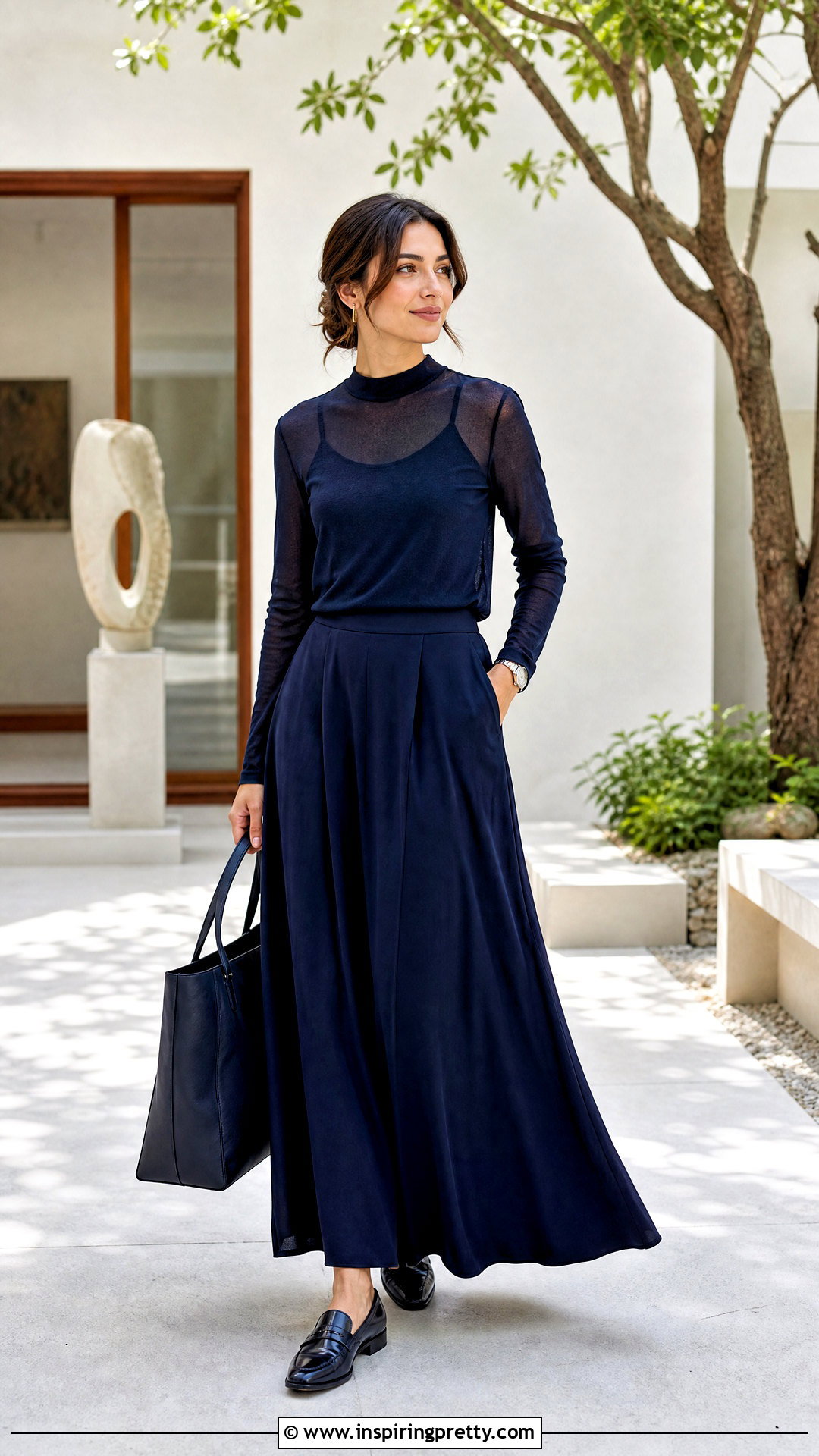 Mesh Top With Tank And Maxi Skirt - 50 mesh top outfit ideas