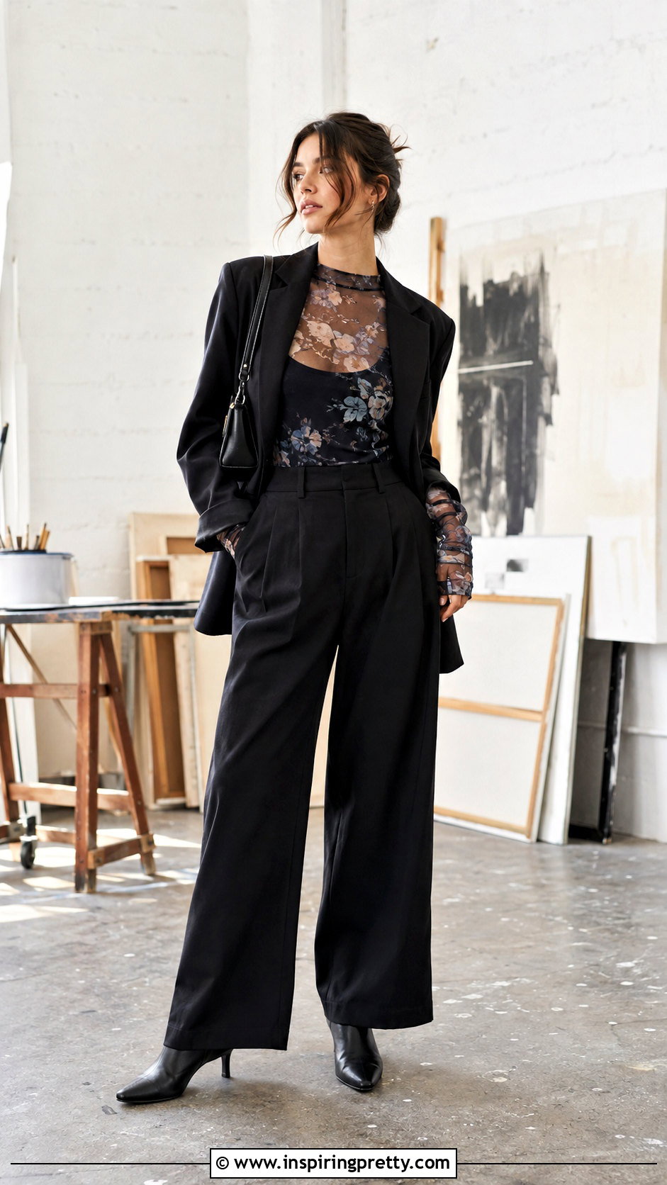 Mesh Top With Wide Leg Trousers - 50 types of tops with names
