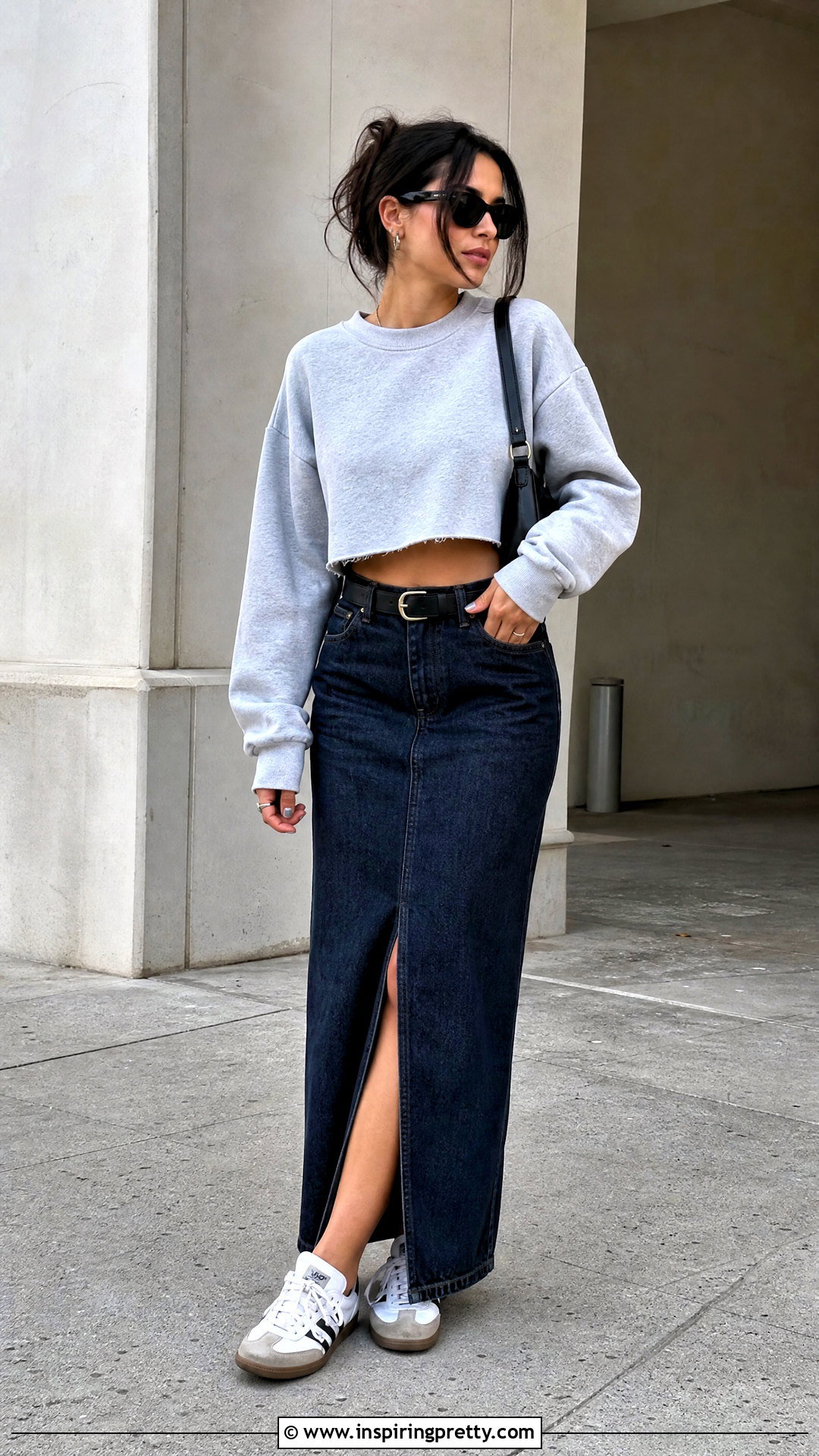 Messy Crop Top With Denim Maxi Skirt - 20 Messy Crop Top With Bulk outfit ideas