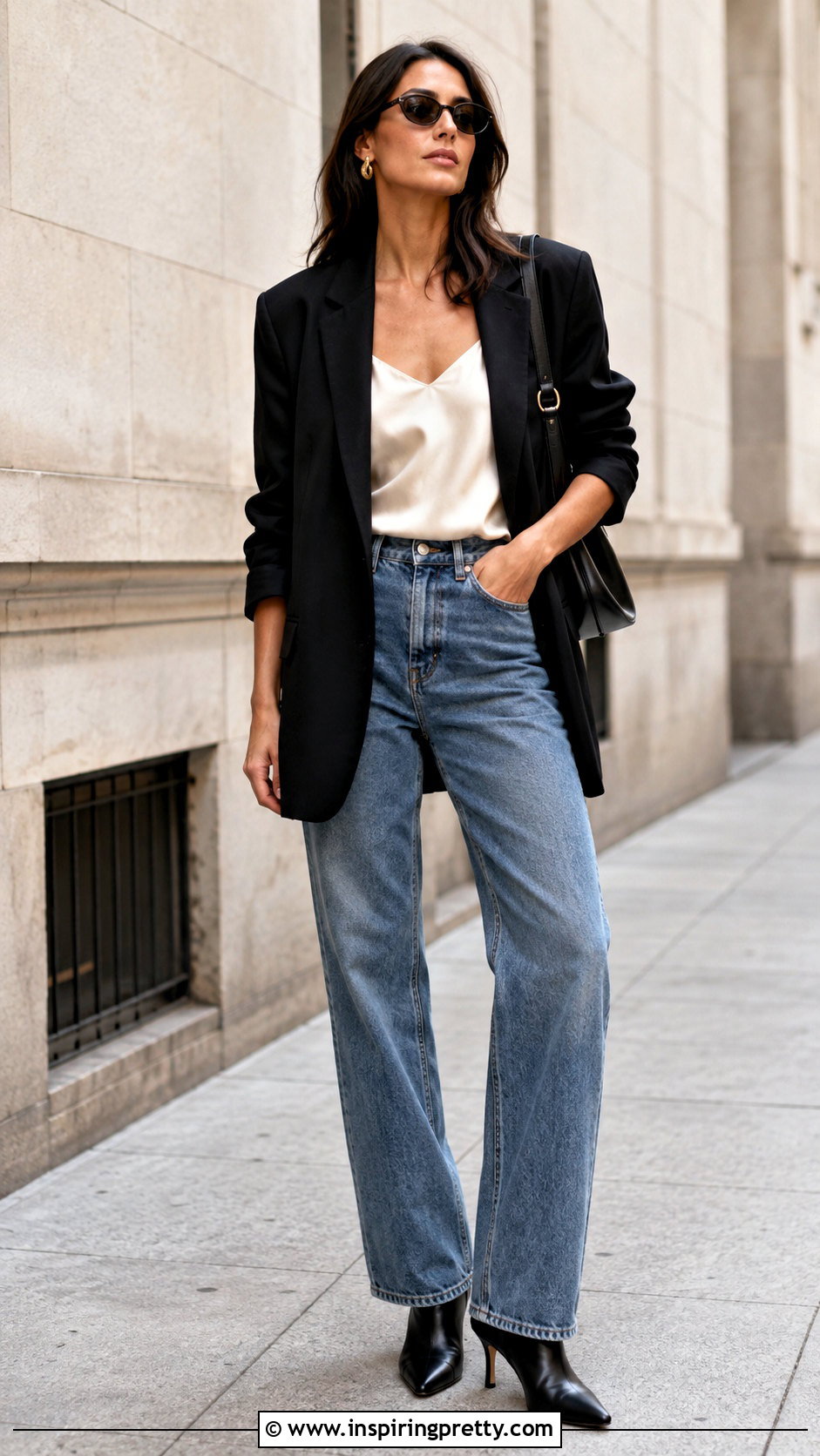 Messy French Top With Blazer Jeans And Ankle Boots - 25 Messy French Top outfit ideas