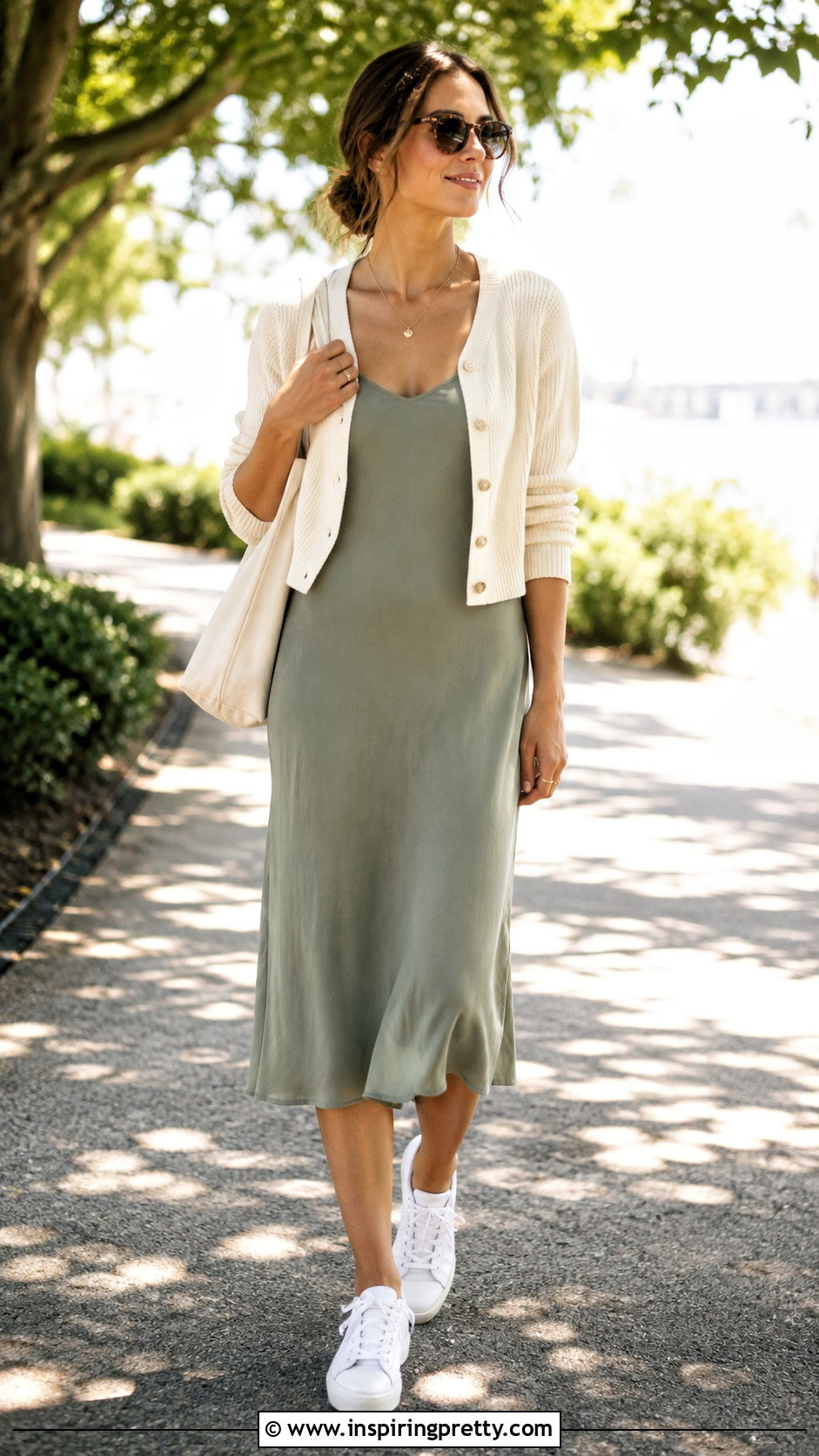 Messy French Top With Slip Dress And Sneakers - 25 Messy French Top outfit ideas
