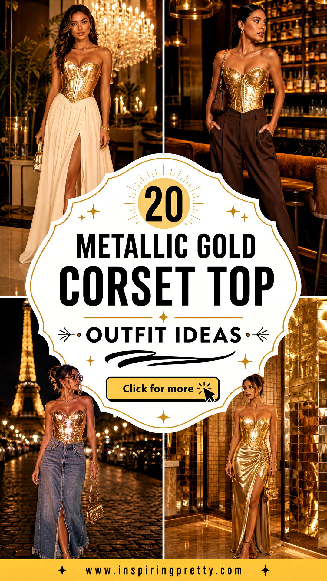 20 Metallic Gold Corset Top Outfit Ideas for Luxe Party Style - 20 Metallic Gold Corset Top Outfit Ideas for Luxe Party Style