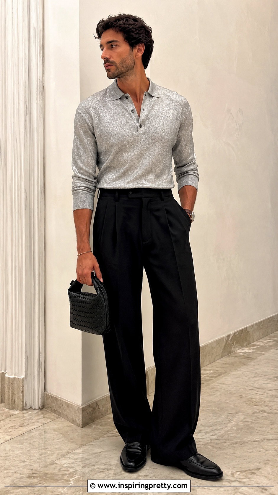 Metallic Knit Top With Wide Leg Trousers - 20 Mens Sparkly Tops