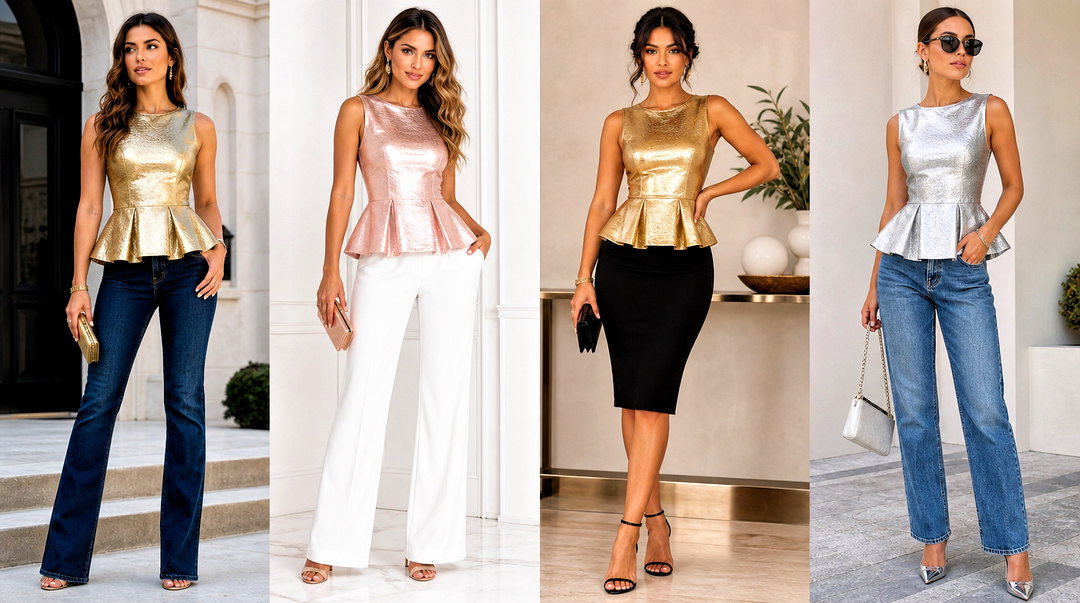 20 Metallic Peplum Top Outfit Ideas for Statement-Making Style