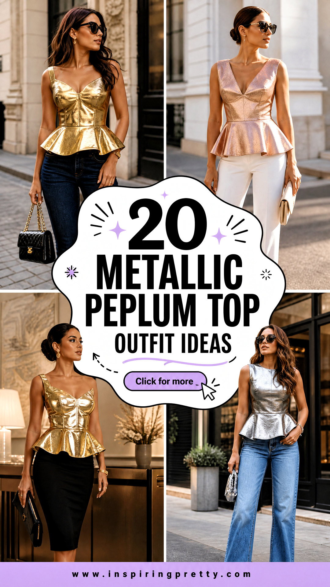 20 Metallic Peplum Top Outfit Ideas for Statement-Making Style - 20 Metallic Peplum Top Outfit Ideas for Statement-Making Style