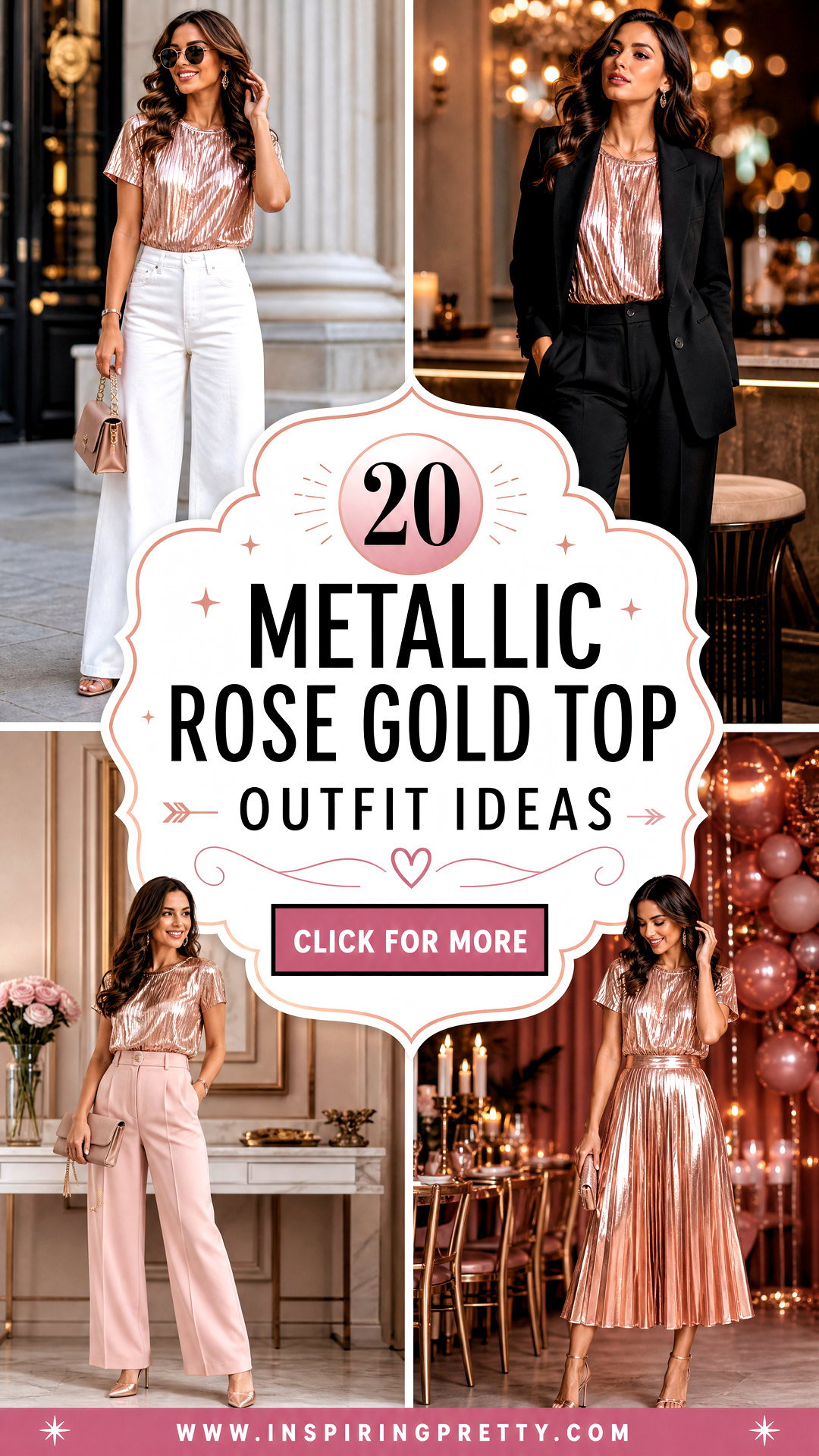 20 Metallic Rose Gold Top Outfit Ideas for Romantic Party Style - 20 Metallic Rose Gold Top Outfit Ideas for Romantic Party Style